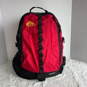Vintage Kielty Canvas Red and Black Hiking Backpack